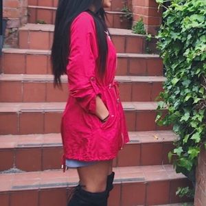 SUPER CUTE! Red Parka Light Rain jacket